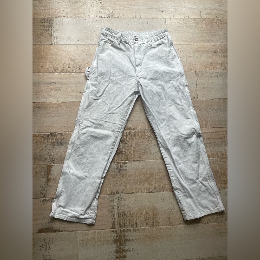 Dickies Men's 30/30 White Relaxed Fit Straight Leg Cotton Painter's Cargo Pants